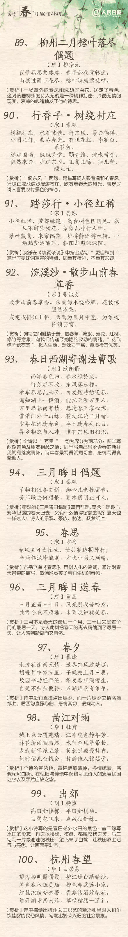 人民日報：100首春天唯美經(jīng)典詩詞，為孩子收藏！